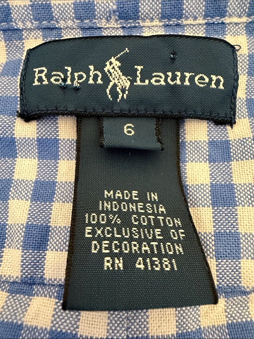 Ralph Lauren Blue & White Gingham Button-Down Shirt